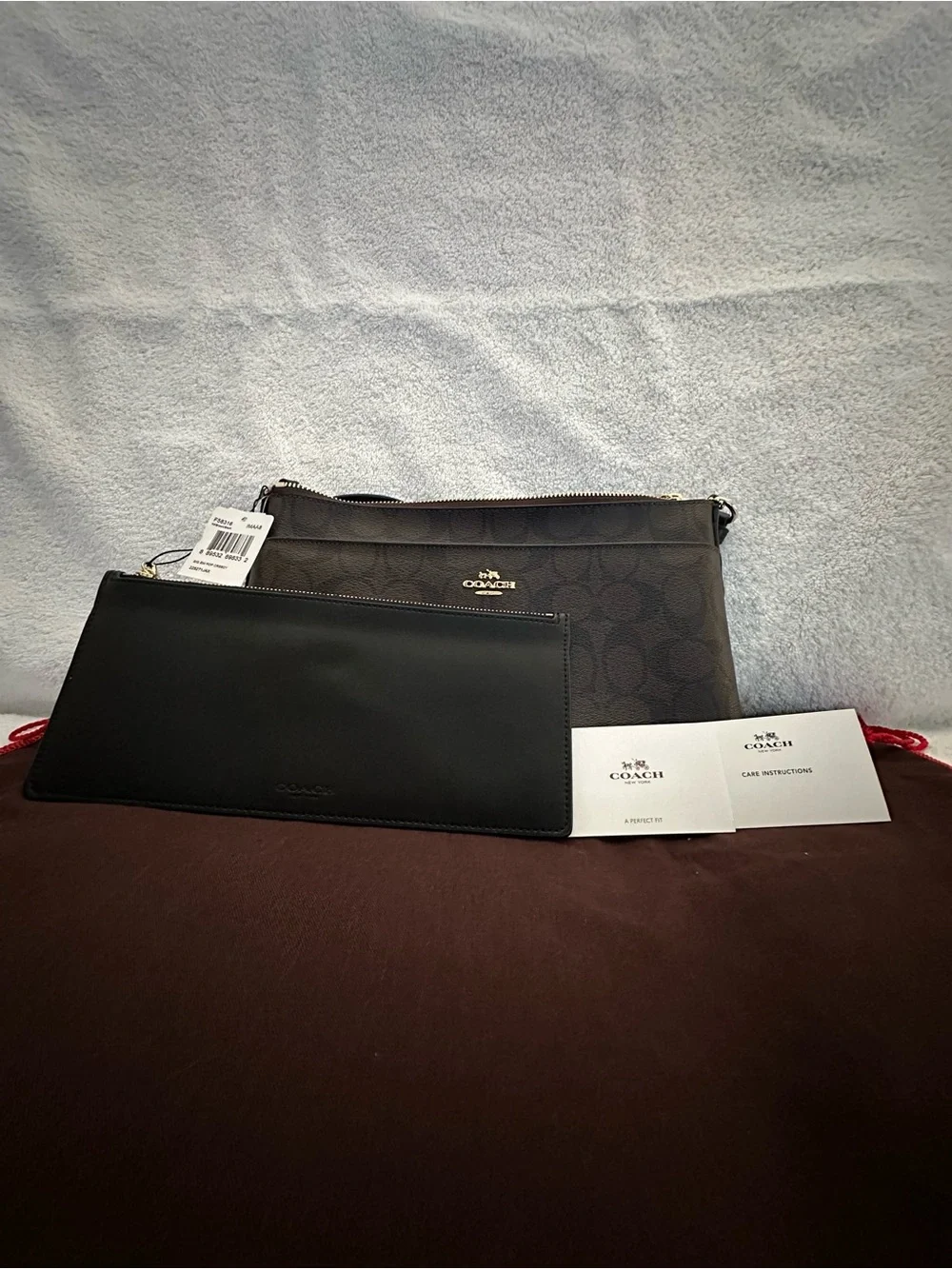 NWT Coach Signature EW Pop-Up Crossbody Black/Brown + Matching Pouch